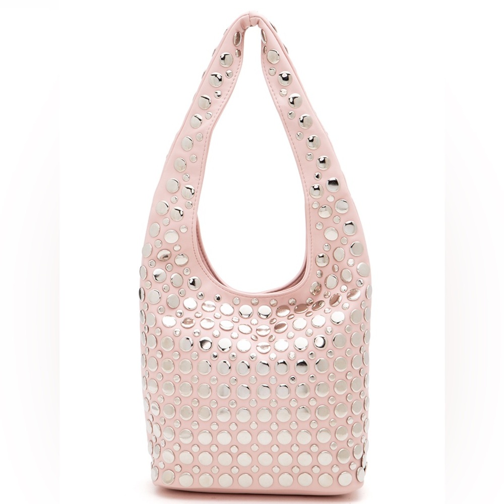 Black & Silver Studded Slouchy Hobo Bag - Picture 2 of 7